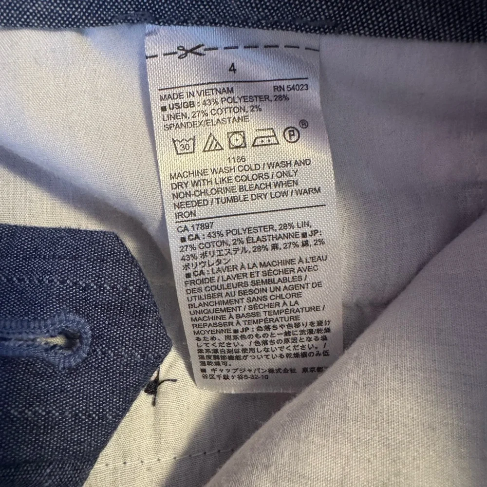Banana Republic Avery Tie Waist Linen Blend Ankle Pant‎ Blue Size 4